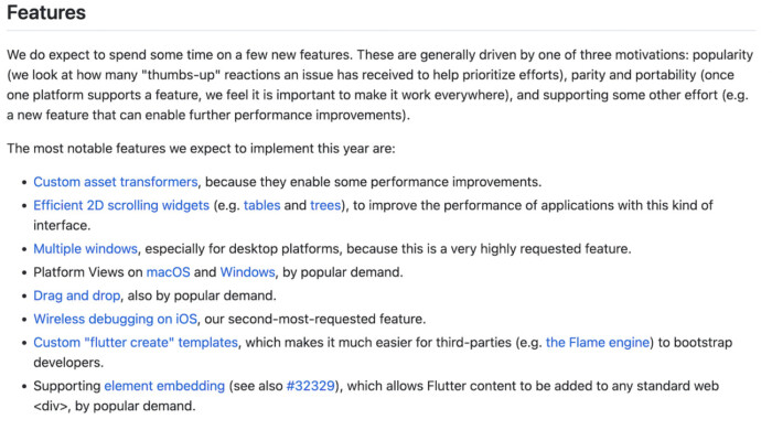 Github에 게시된 Flutter의 2023년 로드맵에서 발췌