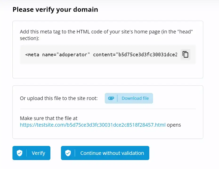 verifikasi situs di adoperator