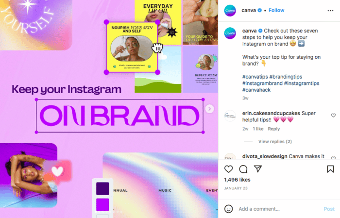 Seri carousel Canva: Pertahankan Instagram Anda pada merek