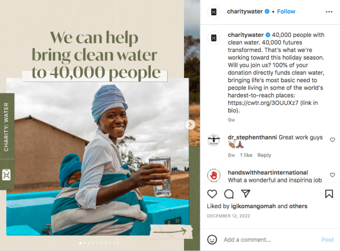 Charity water clean water carousel di instagram