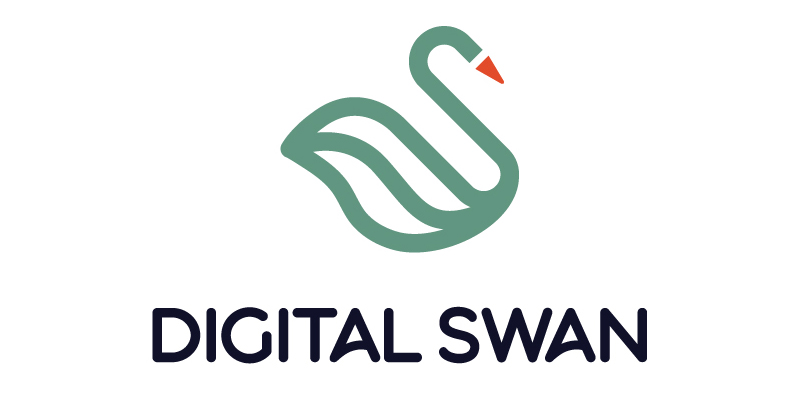 Zeitgenössisches Logodesign des digitalen Schwans