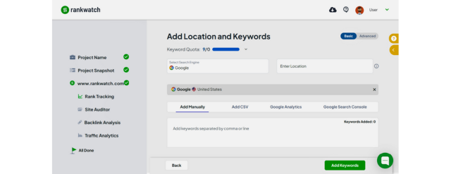 RankWatch aggiunge posizione e dashboard delle parole chiave