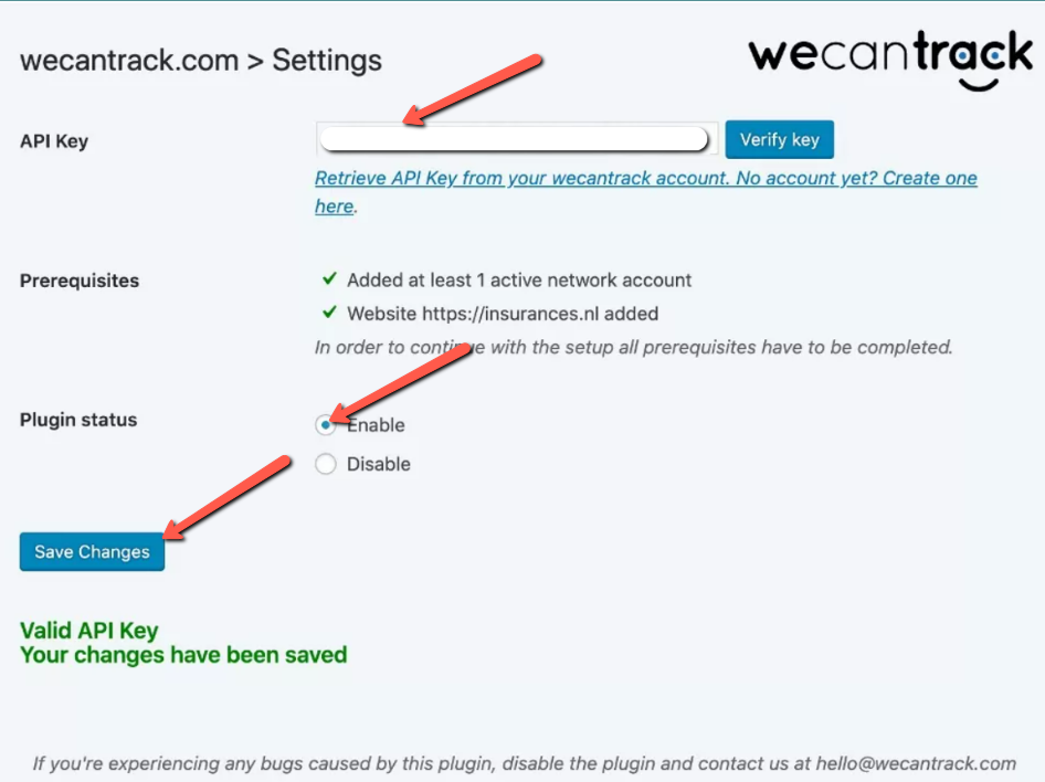 Włączenie wtyczki wecantrack wordpress