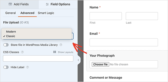 Photo upload form style