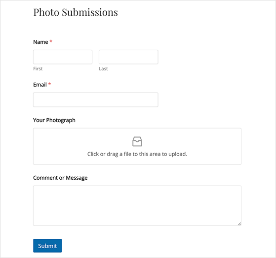 collect user submitted photos WordPress with photo upload form