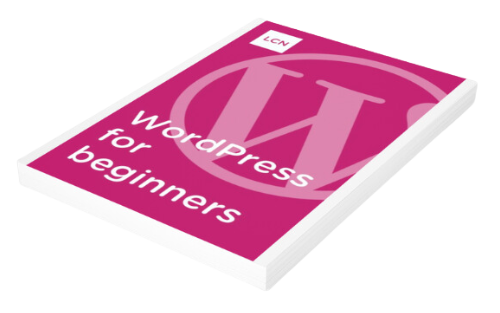 「WordPress for Beginners」というタイトルの、WordPress ホスティングに関連する本の物理的なコピーを描いた画像