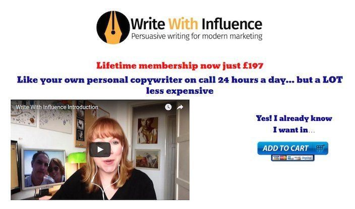 Gambar ini menunjukkan bagaimana Write with Influence menggunakan halaman penjualan yang dioptimalkan untuk mengonversi lebih banyak pengunjung menjadi pelanggan.