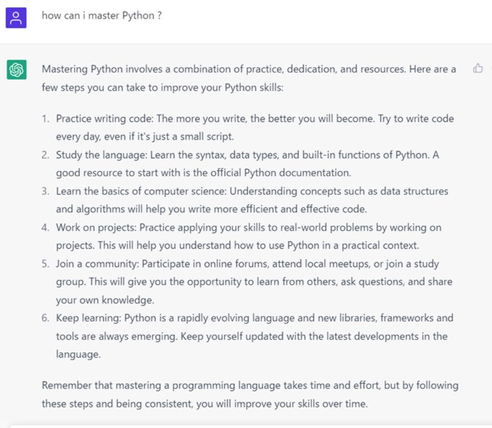 마스터 Python ChatGPT 프롬프트의 스크린샷