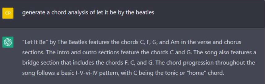 음악 분석 ChatGPT 프롬프트의 스크린샷