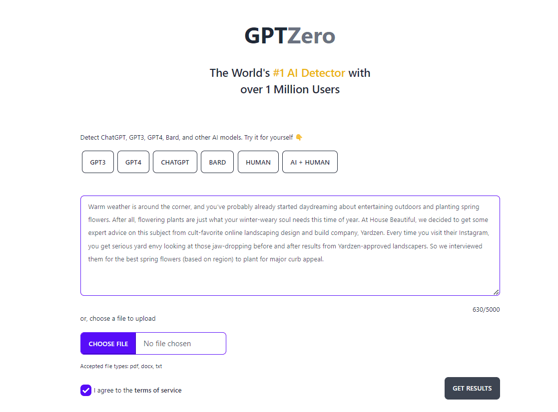 AI 콘텐츠 탐지 도구 - GPTZero