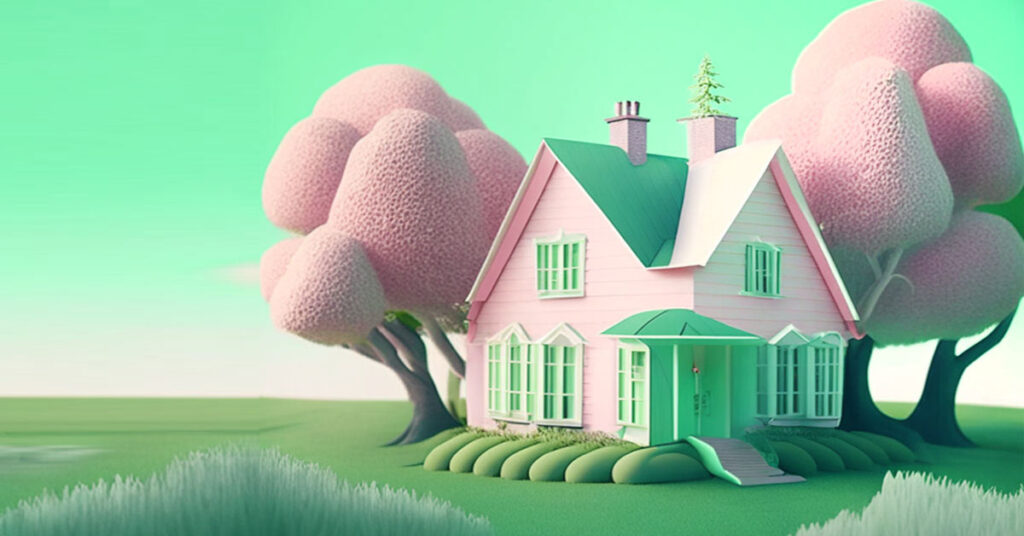 ilustração de uma casa rosa