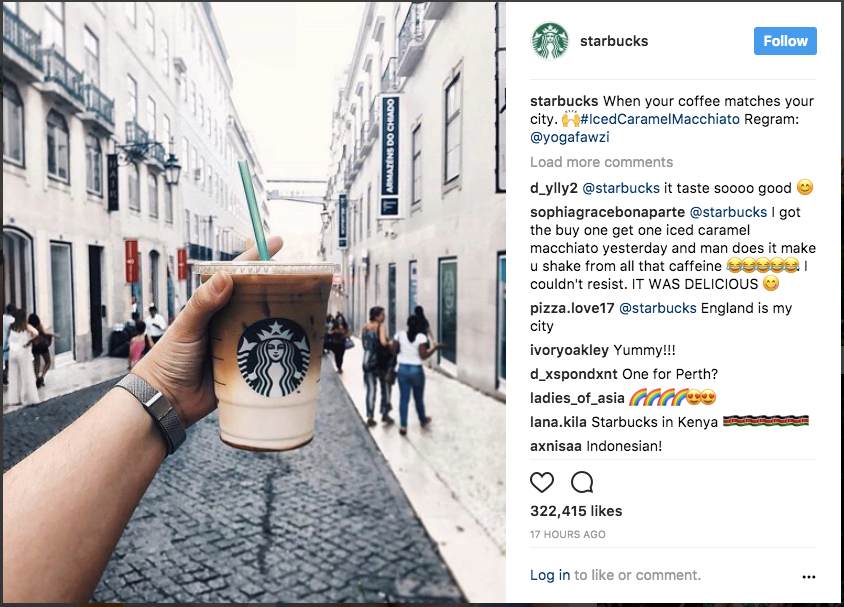 Пример стратегии маркетинга в социальных сетях, созданной пользователями Starbucks