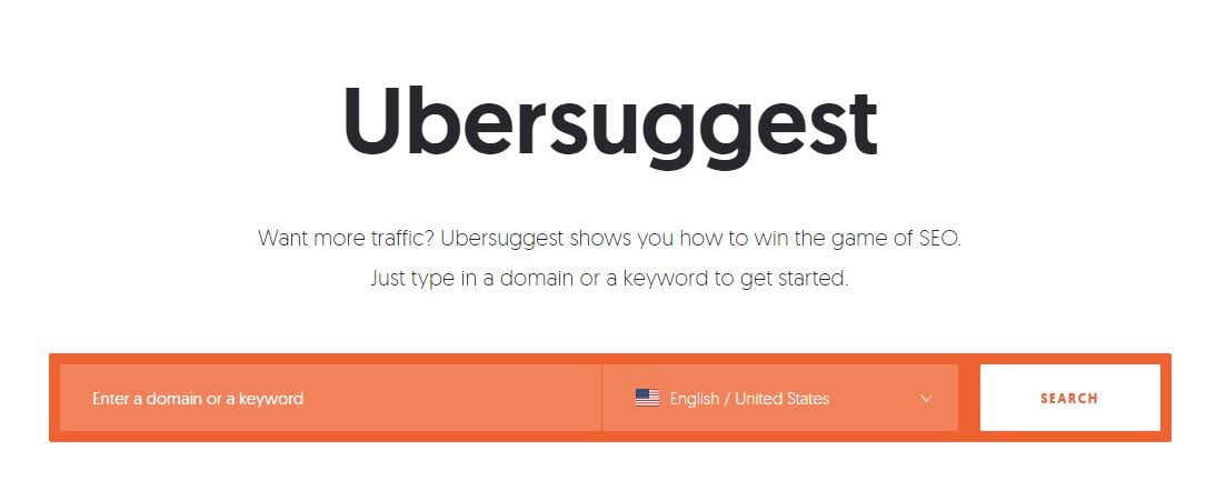 Homepage von Ubersuggest