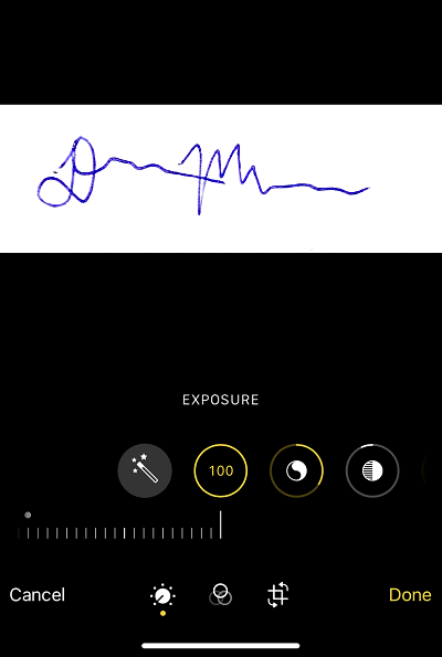 İmzanın fotoğrafını kırpın ve aydınlatın