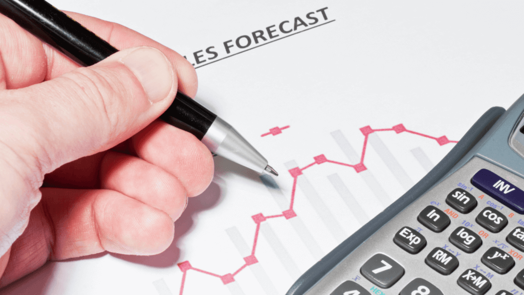 Un gráfico que muestra el pronóstico de ventas de una empresa a lo largo del tiempo.