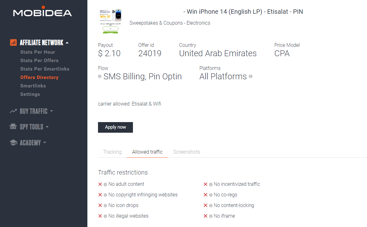 mobidea cpa报价