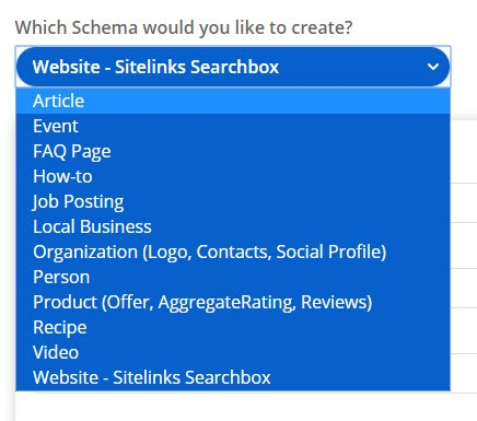 Une image de RankRanger Schema Markup Generator présentant différents types de générateurs de schémas pour optimiser les données structurées dans un article de blog, avec une variété d'options et de fonctionnalités affichées.