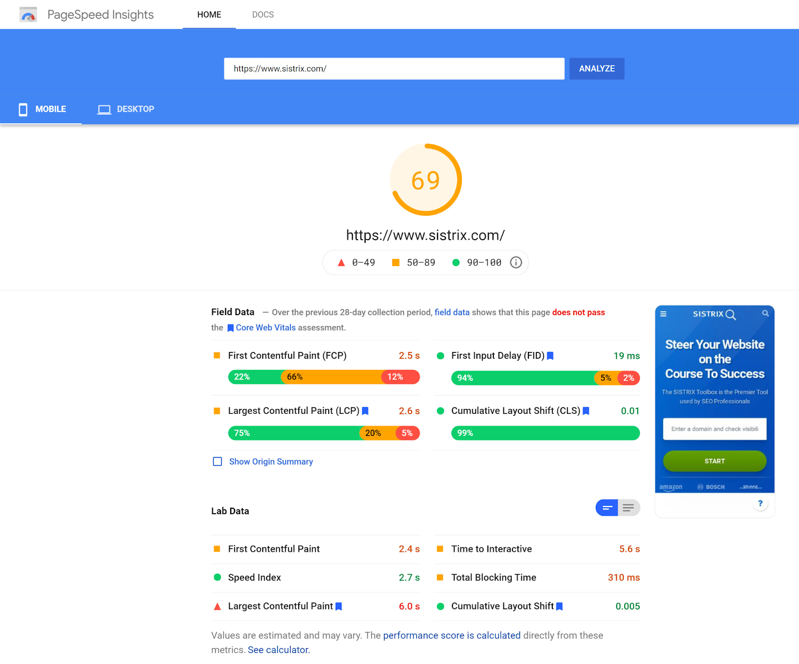 Google PageSpeed Insights 是一种技术性 SEO 审核工具，专注于优化页面速度