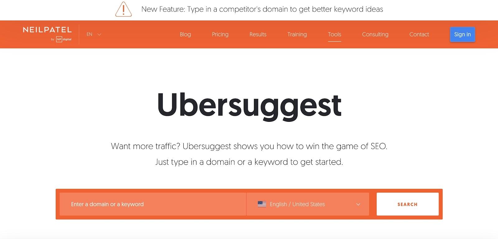 Ubersuggest は、Web サイトの主要なパフォーマンス指標の完全な分析を提供します。