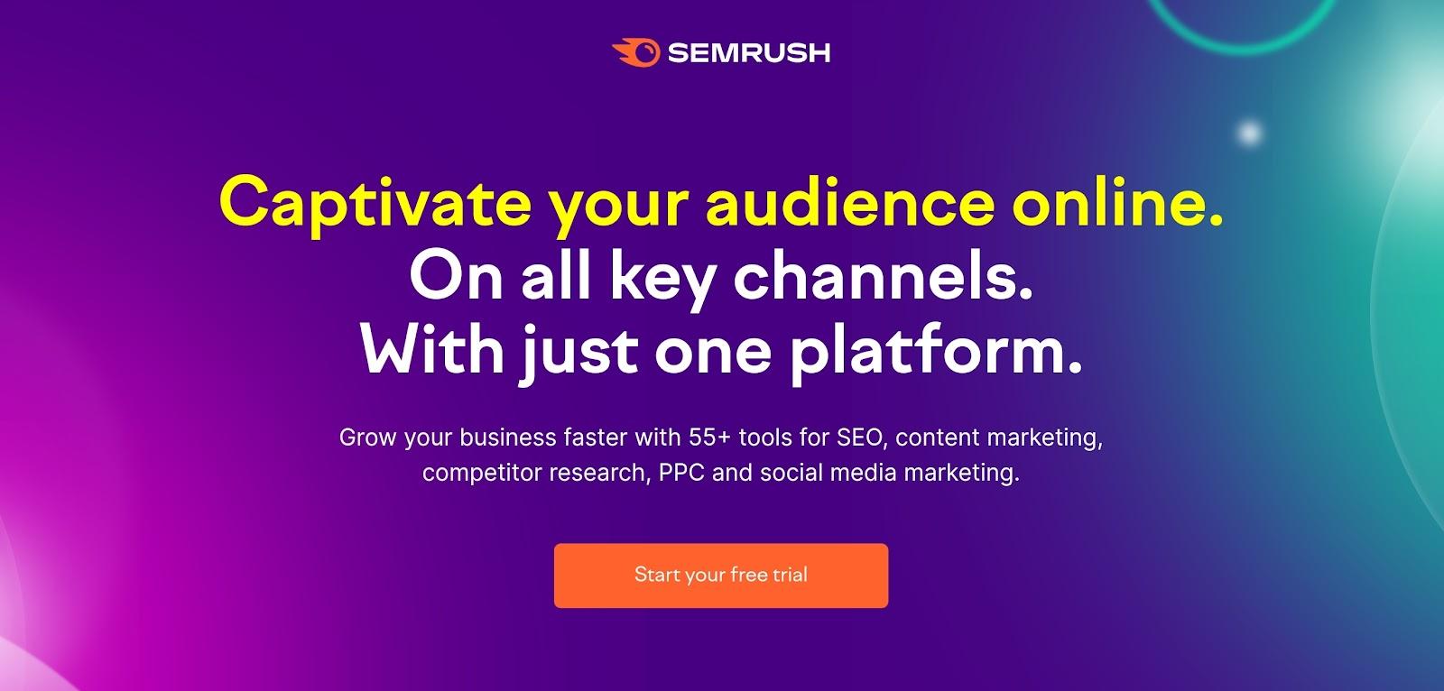 Semrush は、Web サイトの主要なパフォーマンス指標の完全な分析を提供します。