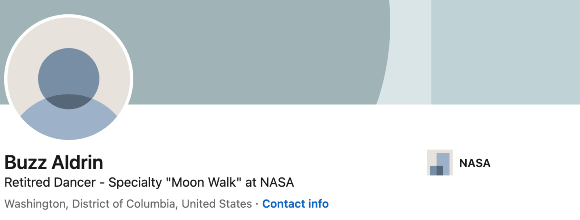 Buzz Aldrin'in İletişim Bilgilerini gösteren LinkedIn profili