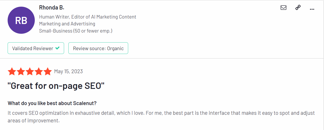 مراجعات G2 بشأن Scalenut SEO Tools