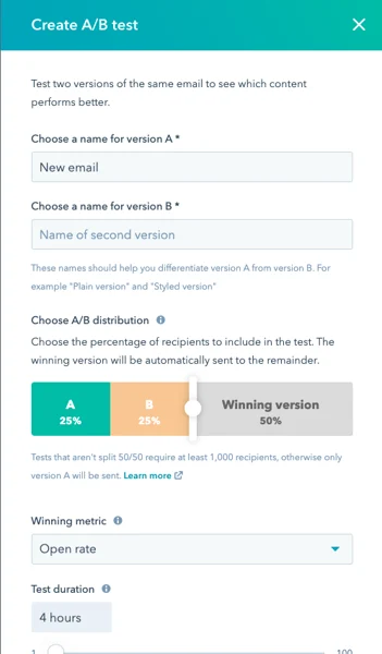 HubSpot での A/B テスト