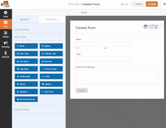 WPForms visual drag and drop form builder