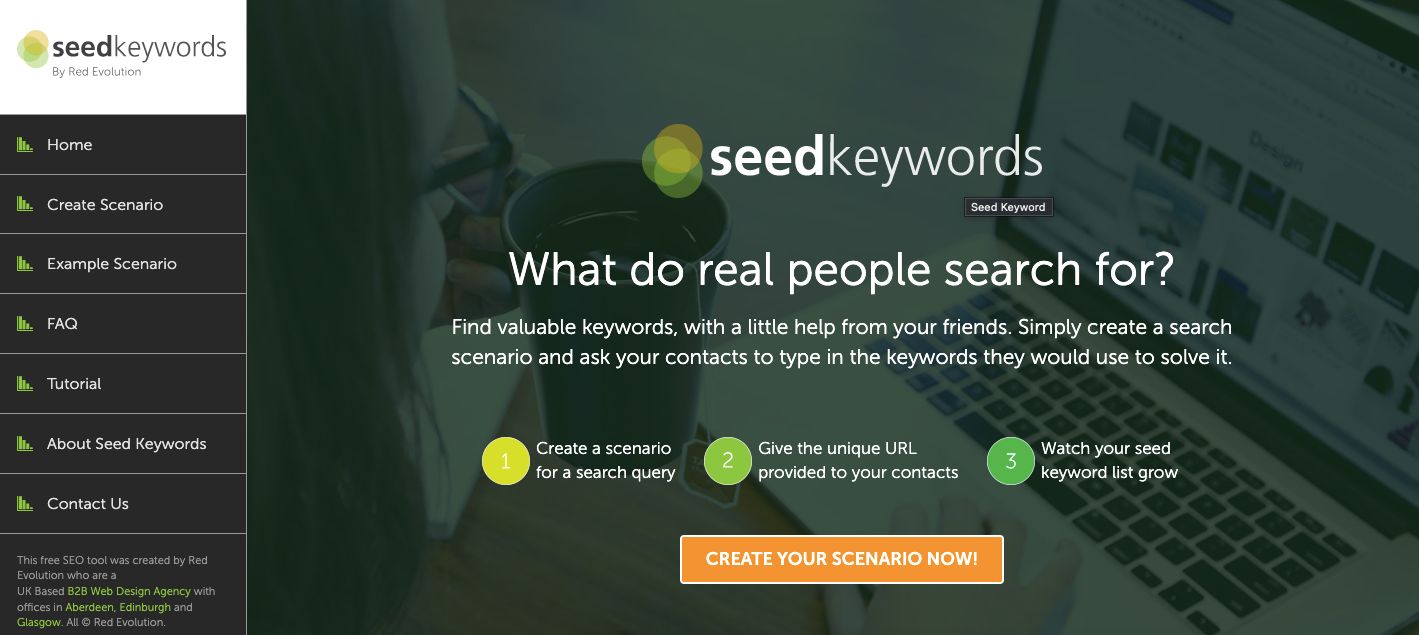 Herramientas de redacción de contenido para SEO: SeedKeywords