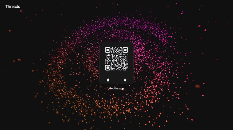 Screenshot del sito Web Threads con un codice QR per scaricare l'app