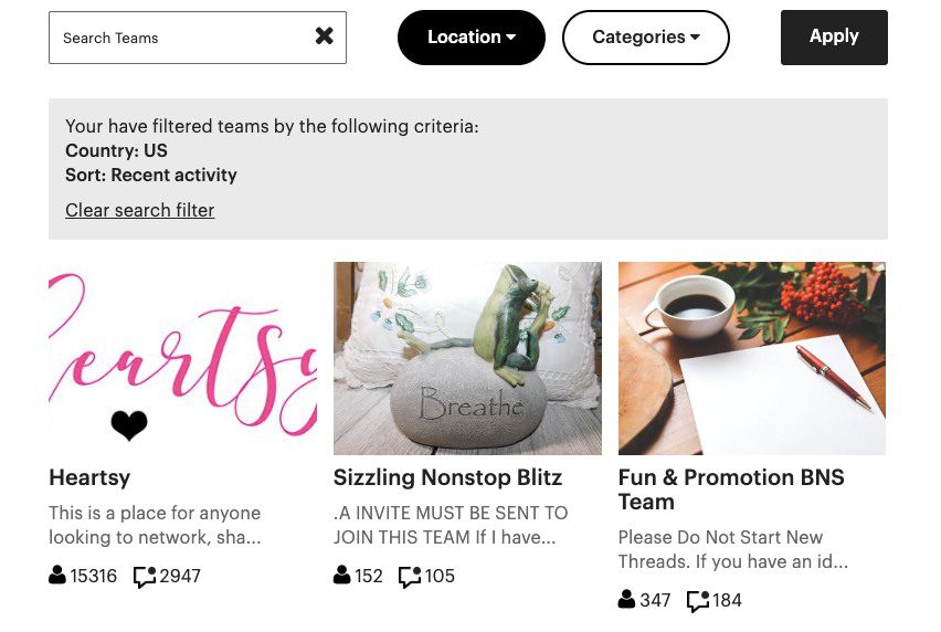 Strategia de marketing de conținut Etsy: Etsy Teams