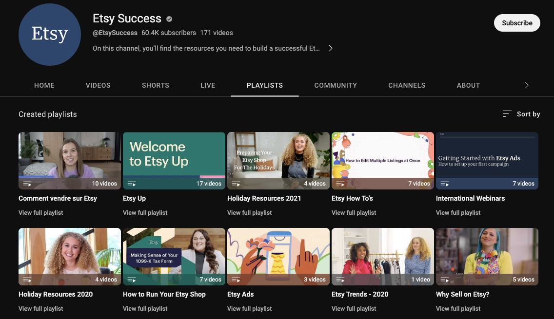Etsy 內容營銷策略：Etsy Success YouTube