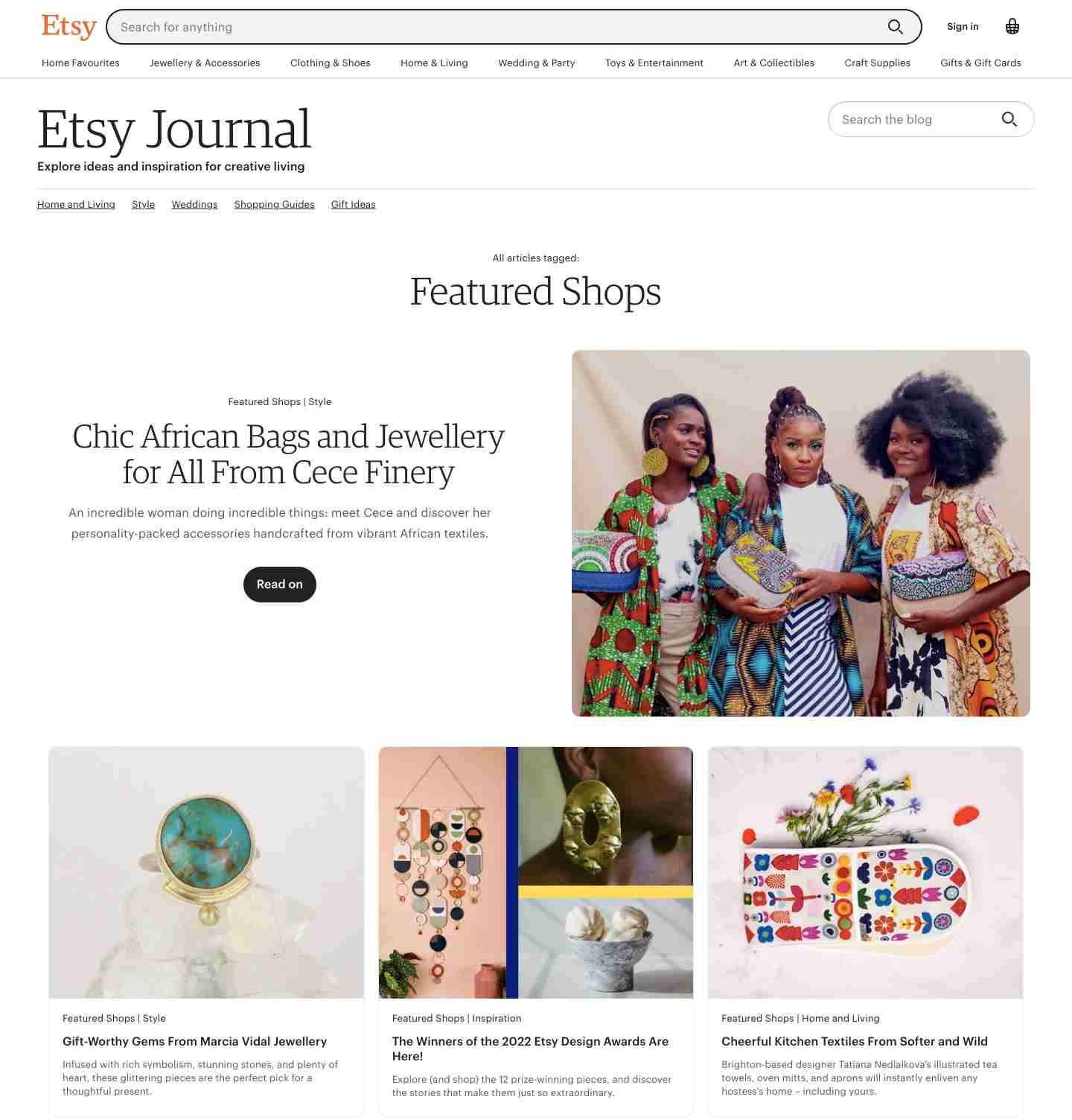 Stratégie de marketing de contenu Etsy : Boutiques en vedette Etsy