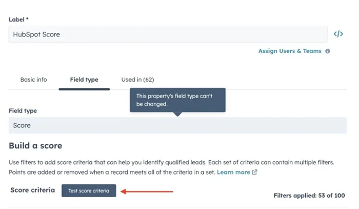 Testen des HubSpot-Scores