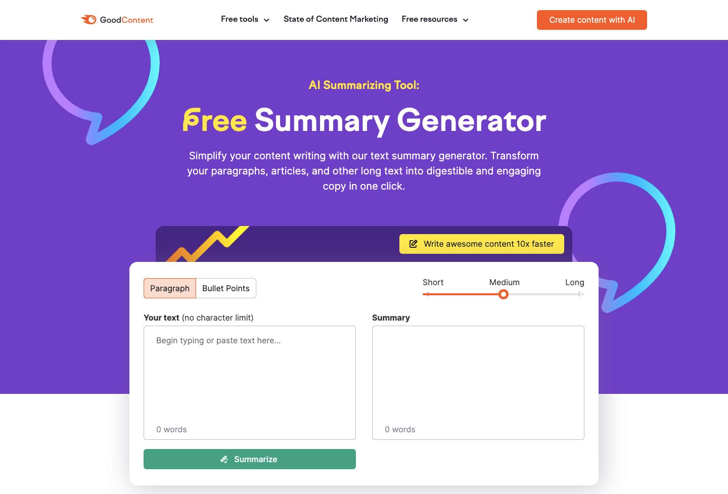 Generatoare de rezumate AI: generator de rezumat Semrush