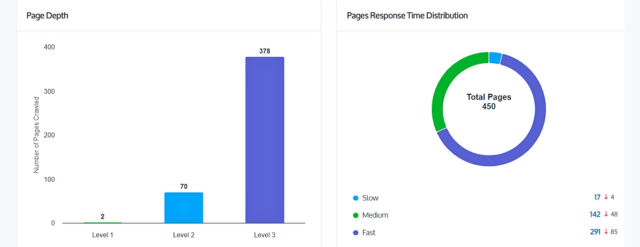 Insights de auditoria do site pelo auditor do site RankWatch