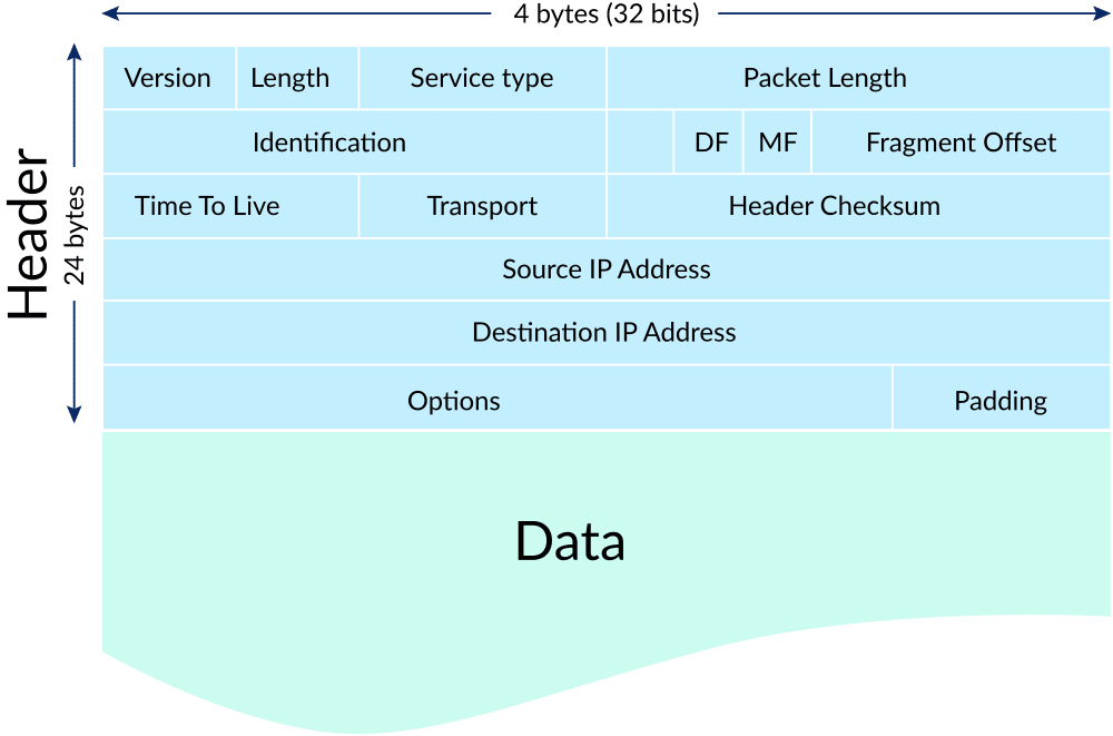 Schema di un pacchetto dati IP