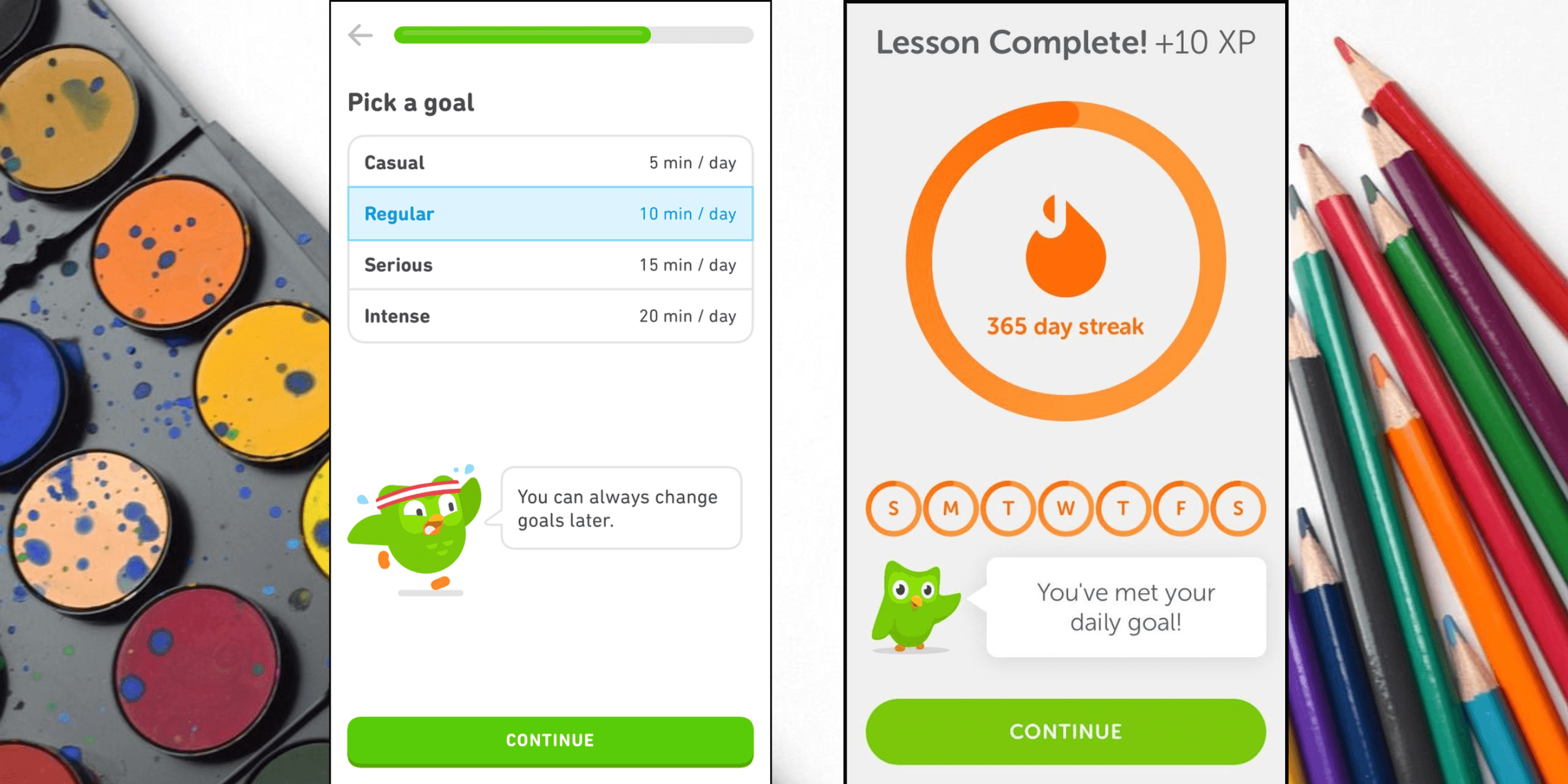 Schermata degli obiettivi di Duolingo