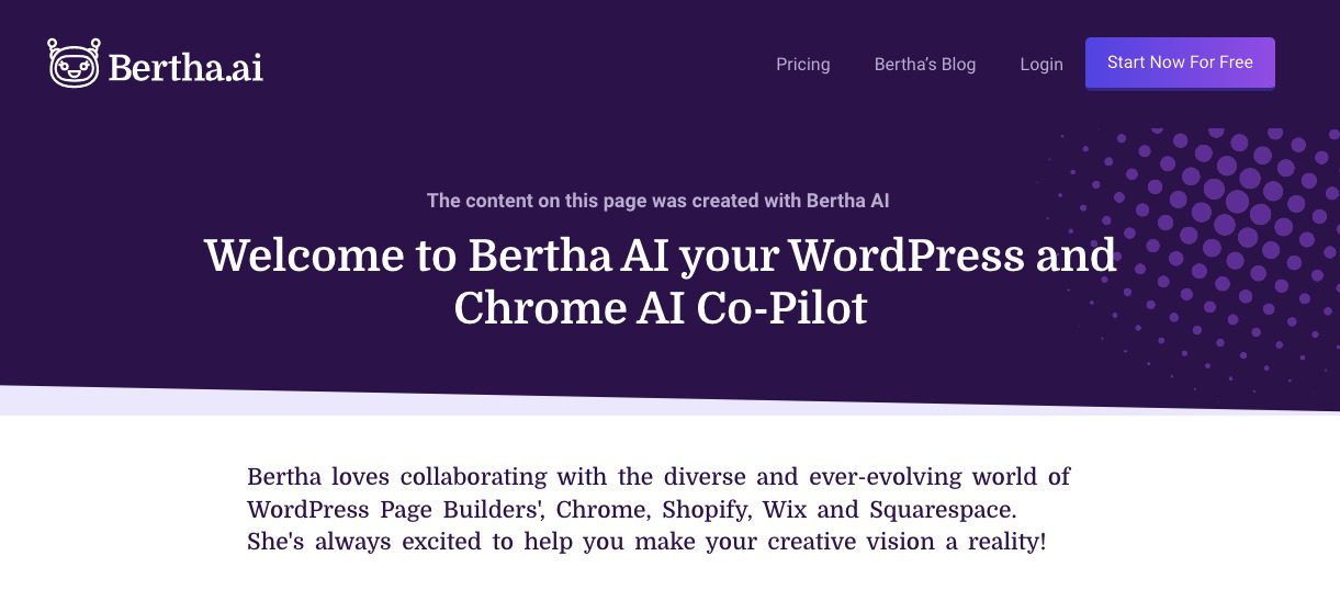 Strumenti di copywriter AI: Bertha