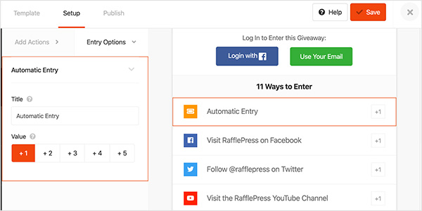 RafflePress automatic entry