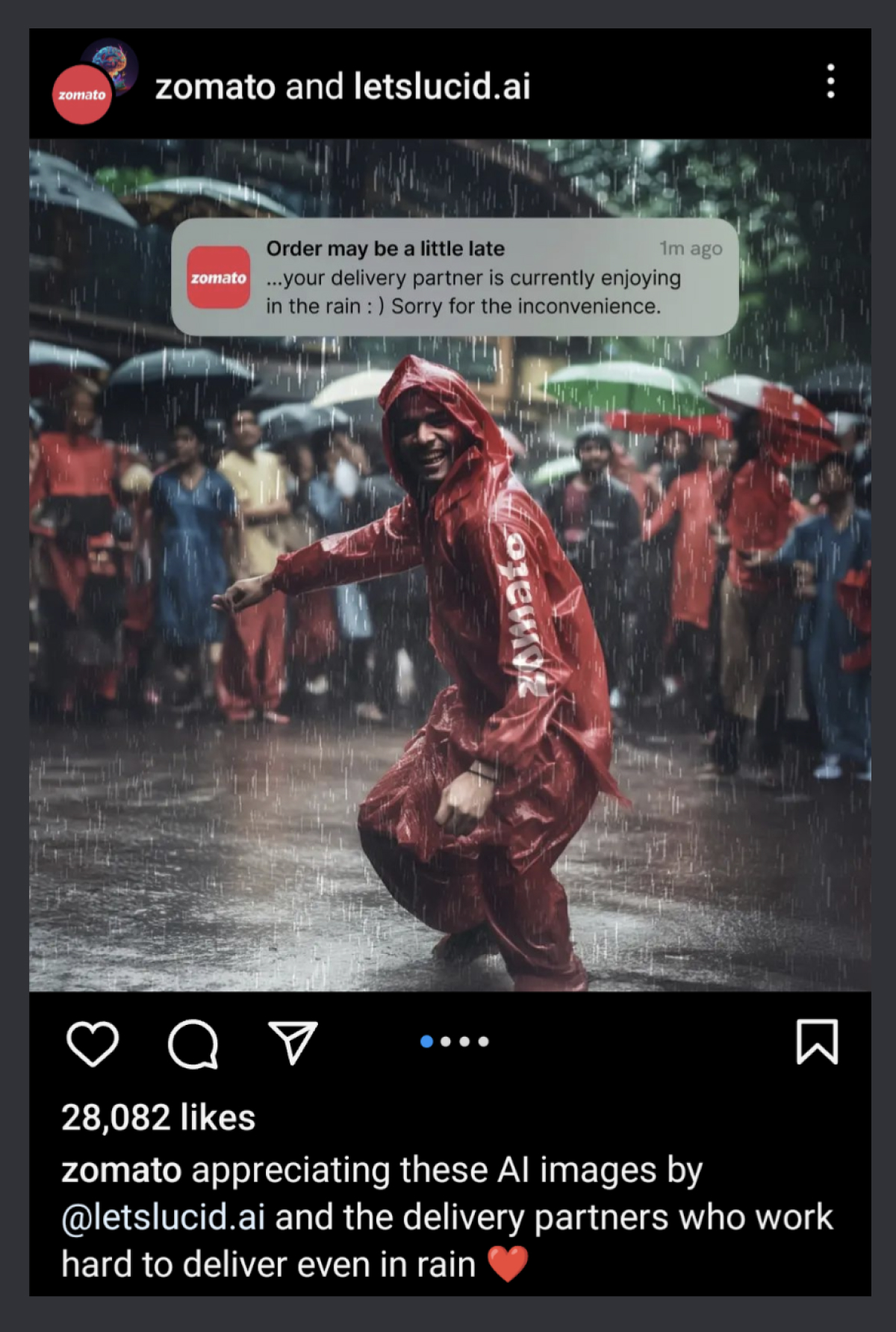 Mitra pengiriman gambar yang dihasilkan AI Zomato