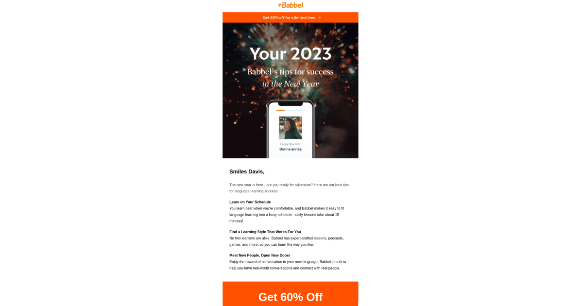 Stratégie de marketing par e-mail de Babbel