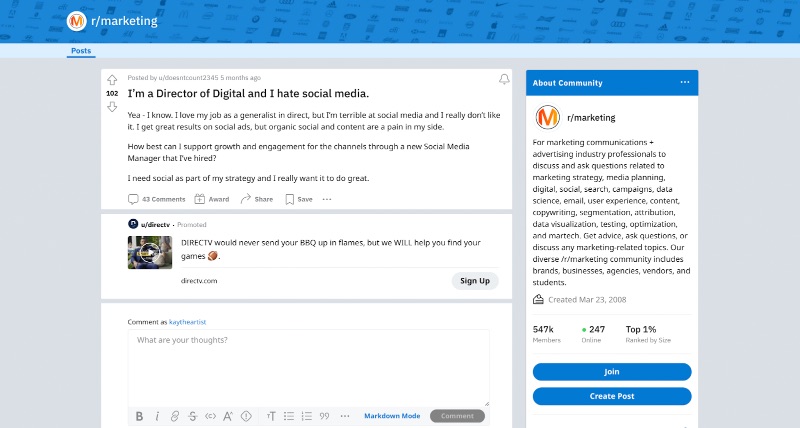 R/Marketing-Beitrag von einem Marketingleiter, der soziale Medien hasst