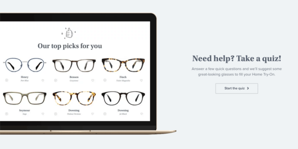 Marque de lunettes Warby Parker pour Guide d'utilisation des quiz dans le marketing numérique