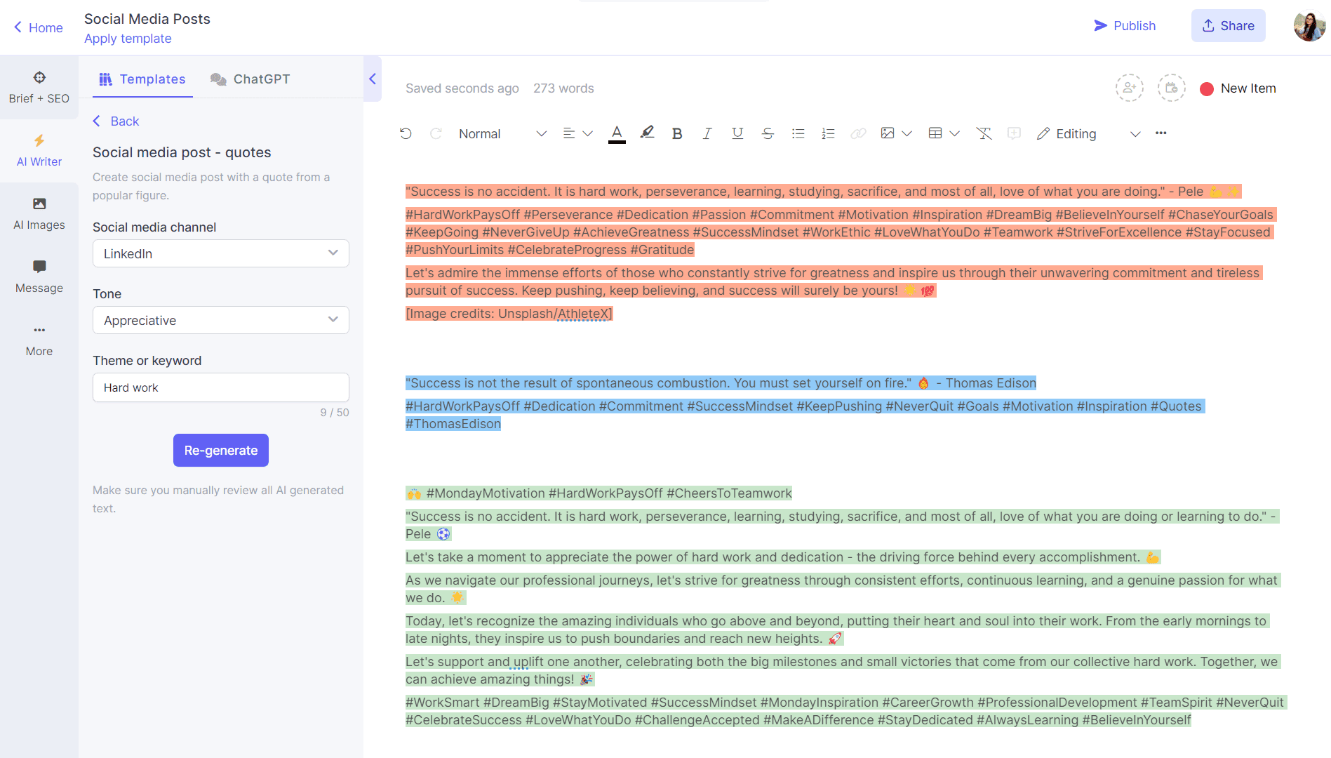 Generador de publicaciones de redes sociales AI para múltiples plataformas