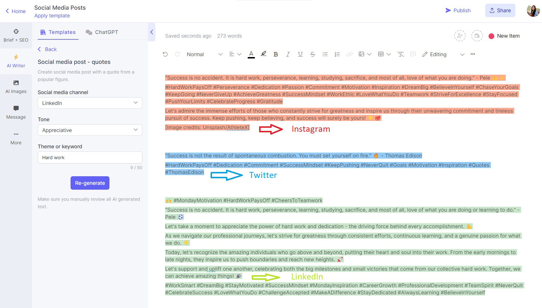 Gerador de postagem de mídia social AI - Narrato