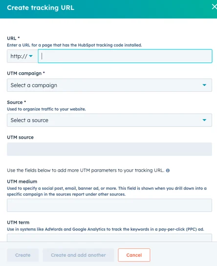 Hubspot Tracking URL Builder لتحليل التسويق