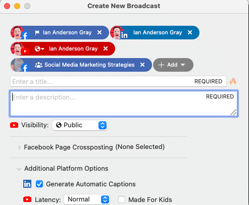 Ecamm Live Multistreaming Destinations