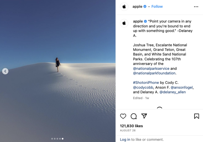 Conteúdo gerado pelo usuário pela Apple no Instagram