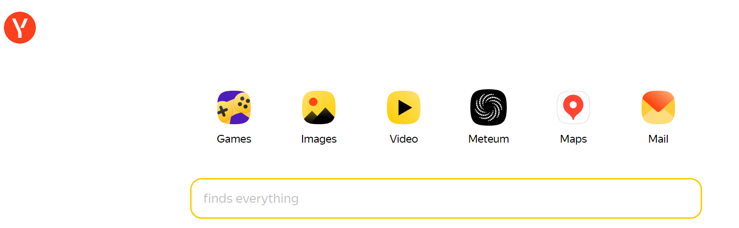 Tangkapan layar mesin pencari Yandex, mesin pencari terbesar di Rusia.